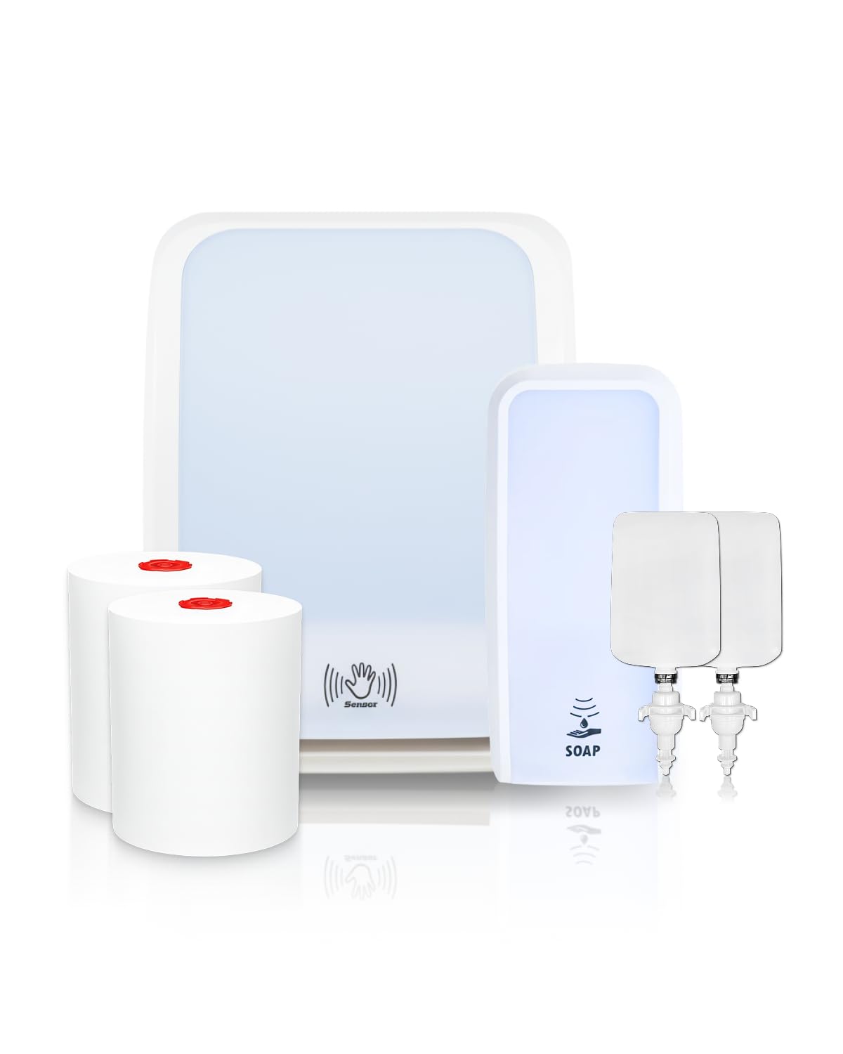 Set Cosmos Sensor + Sensor Schaumseifenspender Weiß | Berührungsloser Cosmos Sensor Handtuchspender, Sensor-Schaumseifenspender, 2 Premium TAD Rollen & 2 Kartuschen