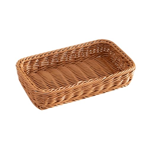 ZUNOXAZ Cesta Imitacion Ratán para Cubiertos y Utensilios Organizador Ligero de Resistente para Cocina y Comedor Almacenamiento Reutilizable y Decorativo Color Marrón