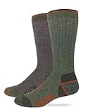 MUCK Boot Mens Merino Wool Heavyweight Mid Calf Boot Socks 2 Pair Pack (as1, alpha, l, regular, regular, Green/Brown)