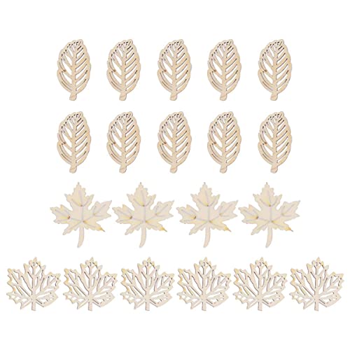 LIXSLT Lot de 20 décorations en bois en forme de feuille pour loisirs créatifs, projets de loisirs créatifs, décorations de mariage rustiques Cover