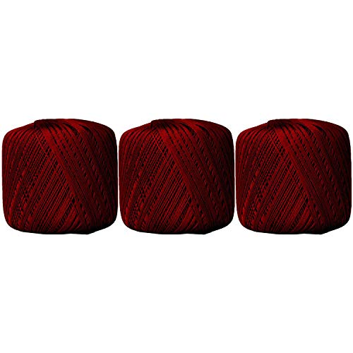 Image of ThreadArt 100% Cotton Crochet Thread Size 10, 3 Ball Pack, Burgundy 37 | Soft pure cotton crochet thread for lace, doilies, amigurumi and crafts. Smooth finish with crisp stitch definition.