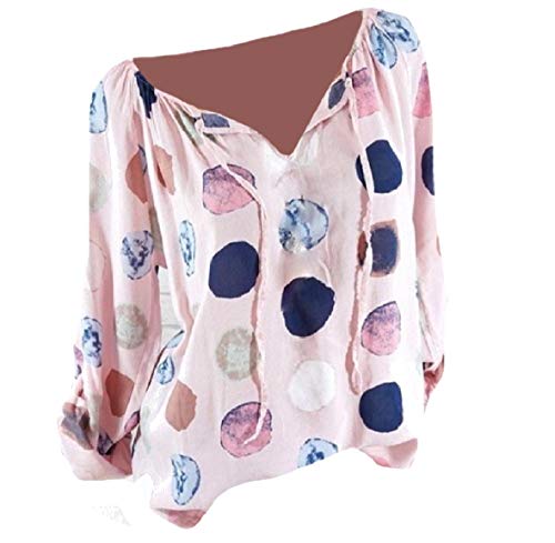 Blusa feminina básica de manga longa com cordão Zimaes, rosa, Small