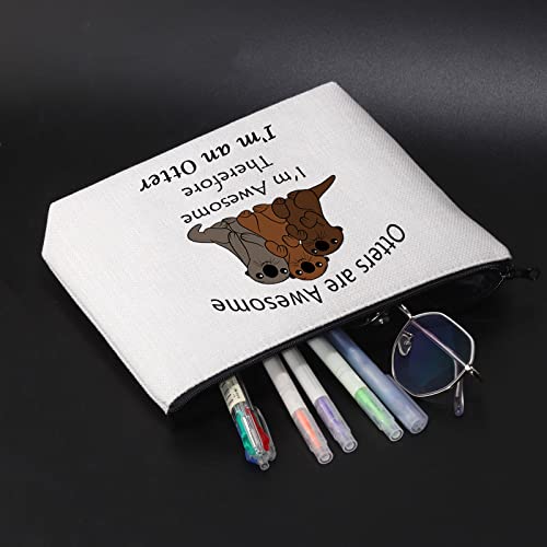 Image of JNIAP Funny Otter Cosmetic Bag Otter Lover Gift Otters Are Awesome I'm Awesome Therefore I'm An Otter Makeup Zipper Bag (Otters bag)