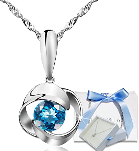 ネックレス スワロフスキー レディース シルバー 妻 プレゼント ギフト 金属アレルギー対応 クリスマス ブルー
