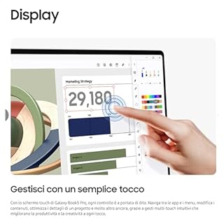 Samsung Notebook, Galaxy Book5 Pro display AMOLED 3K WQXGA+ (14”) Touch Screen, Intel Core Ultra 7-258V, Ram DDR5 32Gb 8533MHz, SSD Nvme da 1Tb, Ultraleggero 1,23 Kg, Win11 Pro, Gar. Italia