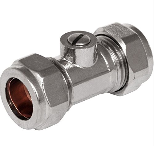 Embrass Peerless Silver Isolating Isolation Valve 15Mm Compression Slotted Chrome On Brass Ballofix
