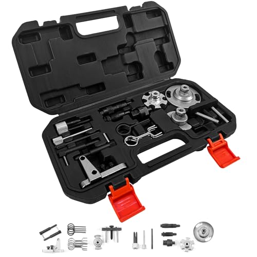 JAOGAUS Engine Timing Tool, Carbon Steel Camshaft Locking Tools Set with Tool Box Compatible with VW Audi A6L 2.7, Q7 3.0TDi, 4.0 4.2Tdi V8 CRD A4, A5, A6, A8, Q5, Q7 2.0D 2.7D 3.0TDI Engine