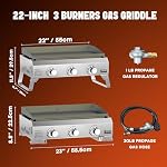 ONLYFIRE GRILLS Gas Grill Griddle, 3 Burner Propane Gas Griddle with Foldable Legs, 24” Portable Tabletop Flat Top Grill for Outdoor Cooking, BBQ Grill No Lid Camping RV, Stainless Steel GS311