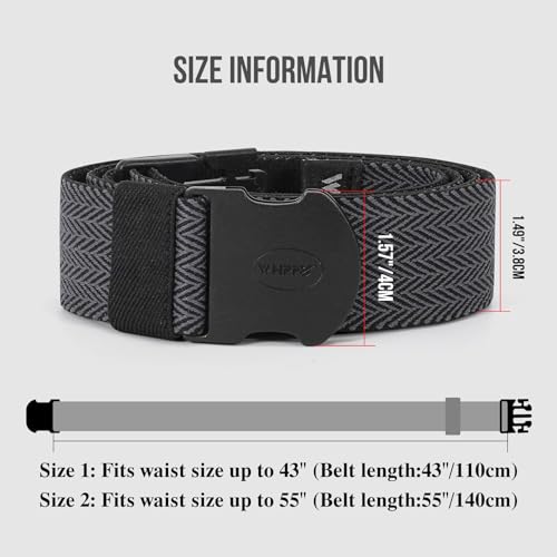 Image of WHIPPY Mens Elastic Stretch Belt Unisex Adventure Web Belt for Women Men with Non-Metal Buckle Adjustable Belts