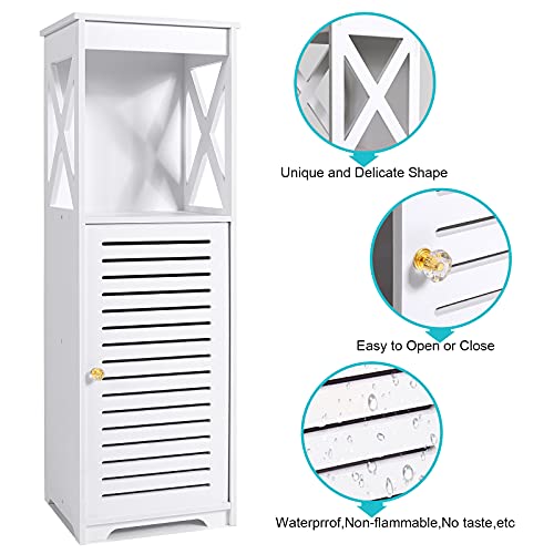 Yigang Waterproof Bathroom Cabinets,White Bathroom Storage Shelf Organizer Cupboard With Daily Use Layer And 1 Cupboard Door #TOP4