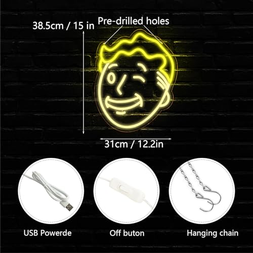 Image of WonderfulLife Game Character Boy Neon Sign for Gamer Zone Decor,Led Lights for Man Cave Gaming Room Internet Bar or Bedroom Decoration.5V USB Powered,Easy Hanging.