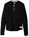Champion Men's Authentic Originals Long Sleeve Henley, Black, Large