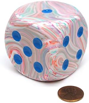 Pop Art Festive Die with Blue Pips D6 50mm (1.97in) Pack of 1 Chessex image 4