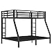 Twin Over Full Bunk Beds for Adults,Heavy Duty Adult Bunk Beds,Metal Bunk Bed Twin Over Full with 2 Ladders for Kids,Teens,Noise-Free,Black