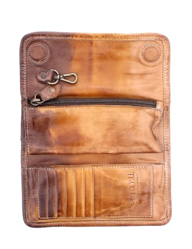 Bed/Stu Canton Vintage Distressed Leather Slim Wallet, Minimalist Front Pocket Design, Dark Brown, Handcrafted Card Holder with Money Clip (Cafe Latte)3