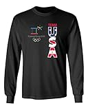 RIVEBELLA New Novelty Tee Pyeongchang Team USA Winter Sports 2018 Youth Long Sleeve T-Shirt Black