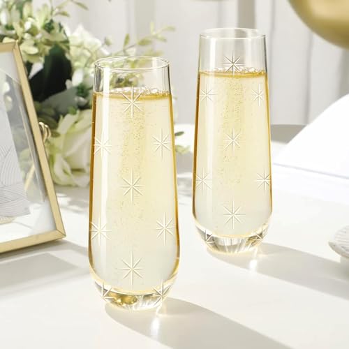 Copas de champán sin tallo elegantes copas de cristal estables para cava 5