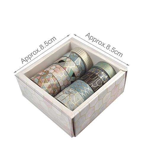 LongSLong Conjunto de Fita Washi, 10 Rolos de Fita Adesiva, Fita de Papel Decorativa Floral Dourada