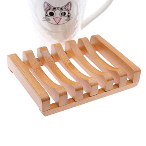 Aysekone 1 Pack Natural Bamboo Soap Dish Tray Holder Storage Soap Rack Plate Box Container for Bathroom Home Outdoor Hiking Camping Use