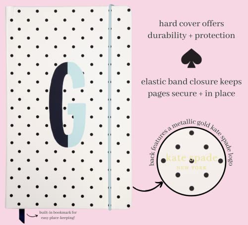 Carnet A5 à lignes Kate Spade G initiales en simili cuir bleu note journal - 4