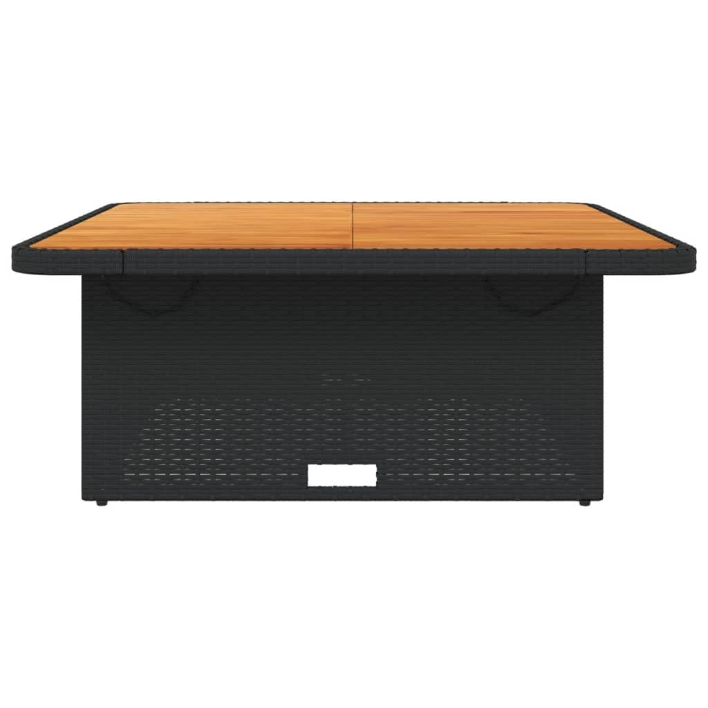 Tomostar Table Basse de Jardin Relevable, Table à Manger Salon Extèrieur Noir 110x110x71cm résine tressée et Bois Acacia