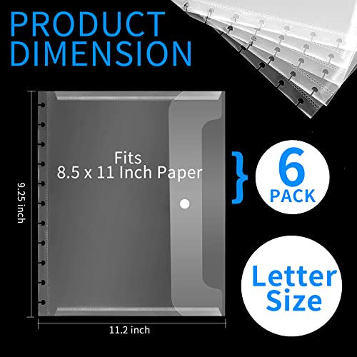 6 Pack 8.5*11inch Discbound Pocket Letter Size Discbound Planner Notebook Discbound Envelope Supplies for Office & School Home Work Organizer