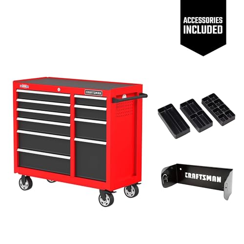 CRAFTSMAN 41" Rolling Tool Chest, 10-Drawer Steel Tool Cabinet with Drawer Trays and Paper Towel Holder (CMST341102RB) - Thumbnail 3