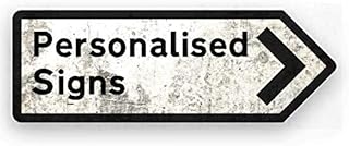 | TOASTED MERCH | Personalised UK Direction Arrow Signs (Black) | Right Orientation. Worn Look  Metal Wall Sign Plaque | British Road Novelty Gift