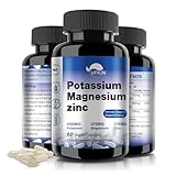 Potassium Magnesium Supplement 1000mg,Magnesium Potassium Zinc for Leg Cramps,High Absorption Magnesium Complex,Vegan (60 Capsules)