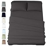 American Cotton - 600 Thread Count 2 Piece Sheets and 2 Piece Pillowcases Set - 100% Long-Staple Pure Cotton Soft Sateen Weave - Hotel Luxury Quality - Well Fitted for Mattress, Charcoal, Queen