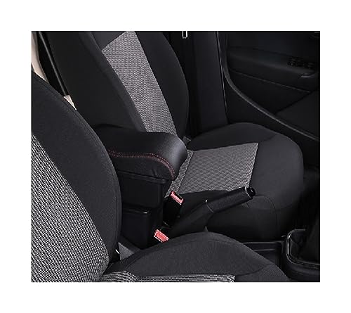 Extensor de reposabrazos para coche Para Toyota para Yaris Hybrid 2015 2016 2017 2018 2019 2020 2021 Reposabrazos Caja Reposabrazos para Coche Caja Dedicada Multifunción USB(A1,Black red)