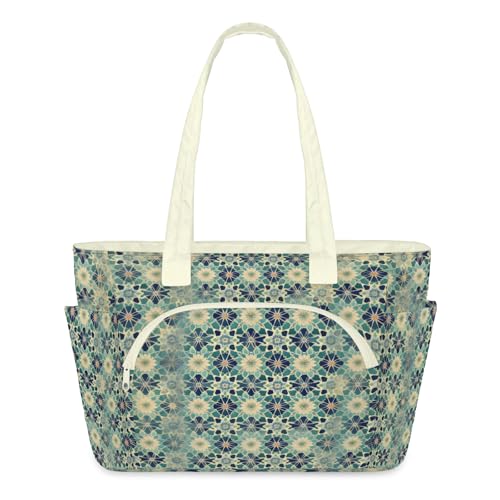 Sac fourre-tout à motif de fleurs islamiques matelassé grand format pour travail et sport