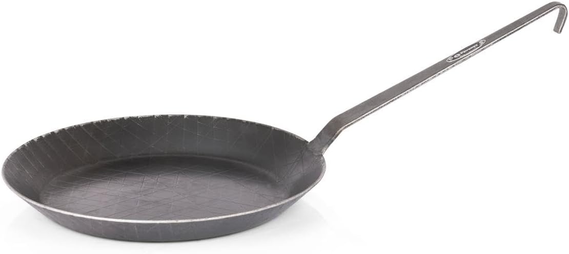 Petromax Wrought Iron Skillet, Long Handle Pan Conducts Heat Evenly, Indoor/Outdoor Camping Cookware for Campfire or Home Kitchen Use, Stove to Table Serveware