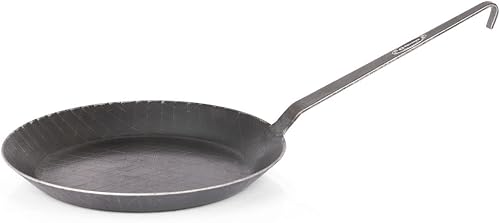 Petromax Wrought Iron Skillet, Long Handle Pan Conducts Heat Evenly, Indoor/Outdoor Camping Cookware for Campfire or Home Kitchen Use, Stove to Table Serveware, 20.8"