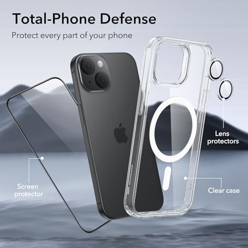 ESR for iPhone 15 Plus Case Set, 1 Tempered-Glass Screen Protector, 1 Set of Lens Protectors, Military-Grade Protection, Yellowing and Scratch Resistant MagSafe Phone Case, Classic Series, Clear - image 6