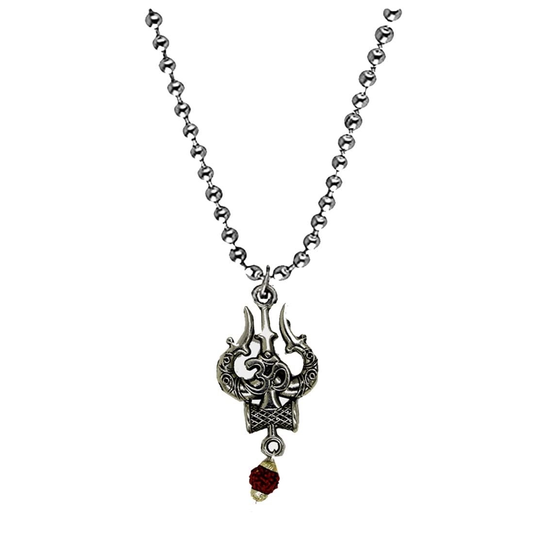 Lord Shiva OmTrishul Damaru rudraksha Silver plated Pendent For Men And Women-image-47