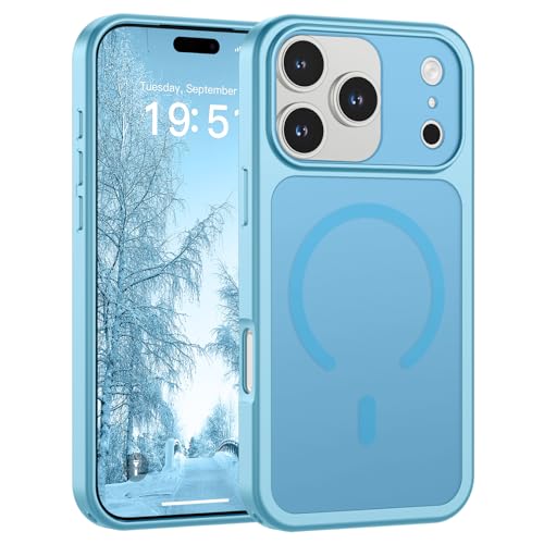 Image of SUPFINE Magnetic for iPhone 17 Pro Case Light Blue | (Compatible with MagSafe)(Military Grade Drop Protection)(Camera Protection)Translucent Matte Phone Cover