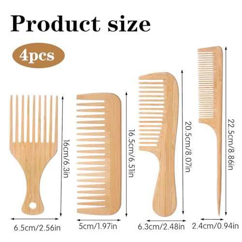 Set de 4 Peines de Madera para Cabello y Barba miniatura 2