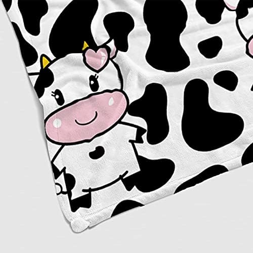 Cow Fleece Blanket Throw Soft Cozy Large Thick Warm Blanket Black White for Couch Bed Sofa (Double Size 150 x 200cm)