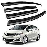 4PCS Rain Guards Window Visors Wind Deflector Fits for Honda FIT (Jazz) 4-Door 2015-2020, Front & Rear 3D Wavy Mugen Style Outside Mount Vent Shade