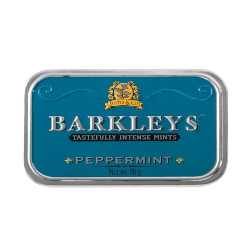 Barkleys Peppermint Breath Mints - Breath Mint, Mints Travel Size, After Dinner Mints, Peppermints Breath Freshener, Peppermint Candy in Reusable Classic Travel Tins - Vegan, 50-count, 1-Pack