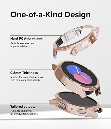 Image of Ringke Slim Case [2 Pack] Compatible with Samsung Galaxy Watch 5 40mm, Watch5 Bezel [Frame Only] Premium PC Hard Thin Cover - Clear & Chrome Rose Gold
