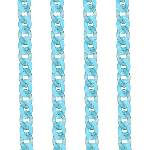 Image of SATRA TRADERS Matt Translucent Acrylic Chains for DIY Jewelry | Size : H-16mm W-23mm | Qty : 2mtr | AC09 | 7-Sky Blue