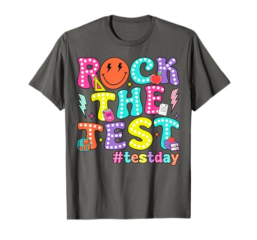 Rock The Test Testing Day Retro Motivational Teacher Student T-Shirt