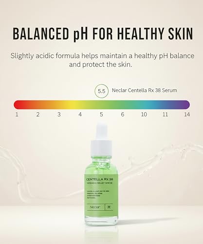 Neclar Korean Centella Asiatica Serum - Redness Corrector for Face - 38% Cica Leaf Water and Madecassoside - Ph Balanced - Barrier Support - Lightweight Calming - Rosacea Skincare Serum - Centella Ampoule