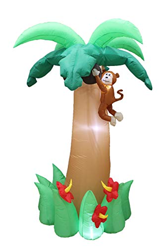BZB Goods 6 Foot Tall Jumbo Summer Party Inflatable Palm Tree with Monkey