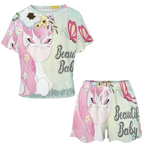 Pyjama licorne papillon femme ensemble de pyjama idée cadeau été