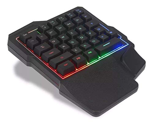 Teclado Gamer Single Handed para Uma Mão Multimídia com Leds Rgb e Conexão Usb para Pc Notebook Mac