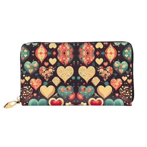 Heart Crush Flower Women's Wallet Long Zip Around, Premium Vegan Leather Wallet with 12 Card Holders, Large Capacity,Gift Ready Packaging