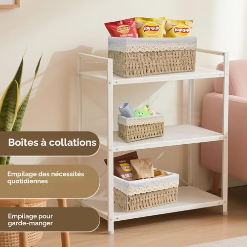 Lot 3 paniers rangement beige papier recyclé abds